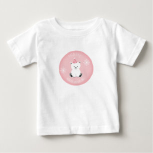 Camiseta De Bebé Primer cumpleaños del Oso Polar Rosado de Omnéder
