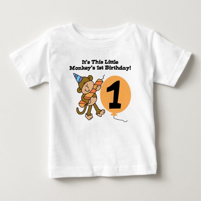 Camiseta De Bebé Primer cumpleaños del pequeño mono (Anverso)