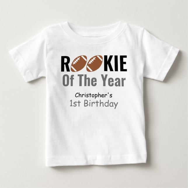 Camiseta De Bebé Primer cumpleaños del Rookie Football (Anverso)