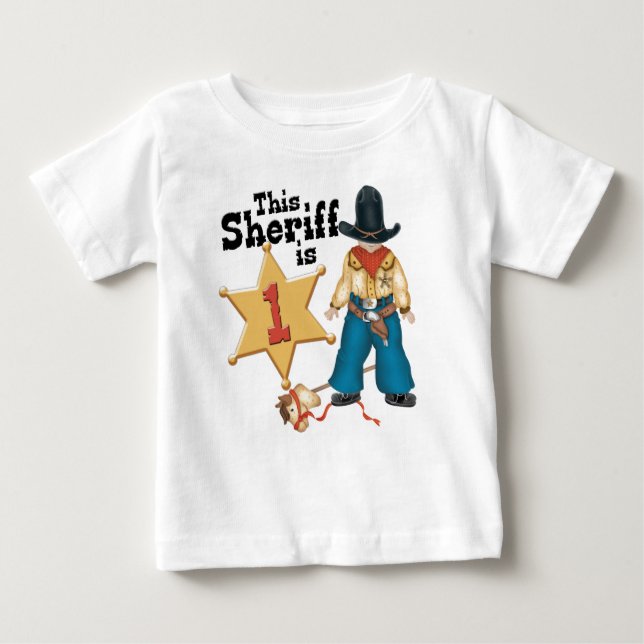Camiseta De Bebé Primer cumpleaños del sheriff (Anverso)