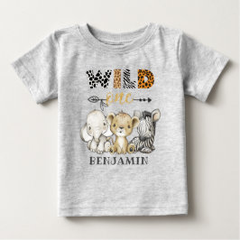 Camiseta De Bebé Primer cumpleaños del SILD ONE Safari personalizad
