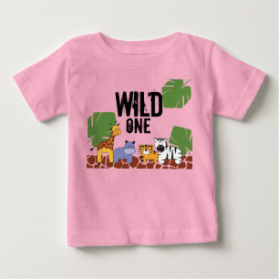 Camiseta De Bebé Primer cumpleaños del tema de la selva safari "WI