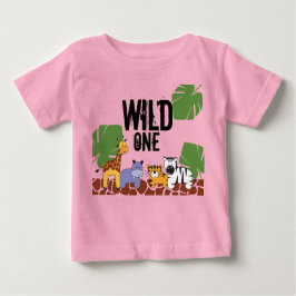 Camiseta De Bebé Primer cumpleaños del tema de la selva safari "WIL