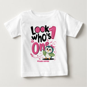 Camiseta De Bebé Primer Cumpleaños Feliz Búho