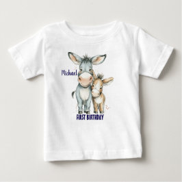 Camiseta De Bebé Primer cumpleaños lindo burro personalizado