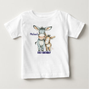 Camiseta De Bebé Primer cumpleaños lindo burro personalizado