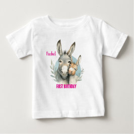 Camiseta De Bebé Primer cumpleaños lindo burro personalizado