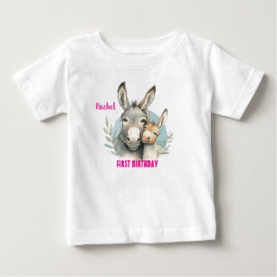 Camiseta De Bebé Primer cumpleaños lindo burro personalizado