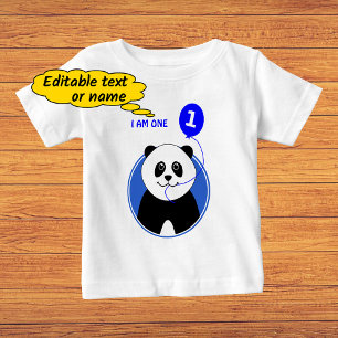 Camiseta De Bebé Primer cumpleaños lindo texto panda personalizado