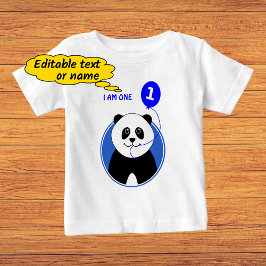 Camiseta De Bebé Primer cumpleaños lindo texto panda personalizado