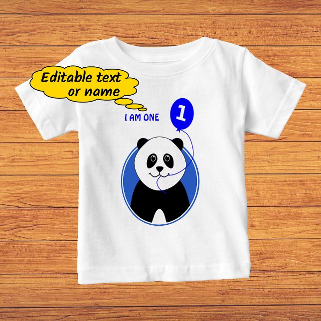 Camiseta De Bebé Primer cumpleaños lindo texto panda personalizado (Subido por el creador)