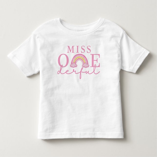 Camiseta De Bebé Primer Cumpleaños Maravilloso Rosa Arcoíris (Anverso)