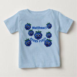 Camiseta De Bebé Primer Cumpleaños Niño Azul Arándano 1er