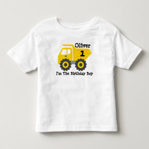 Camiseta De Bebé Primer Cumpleaños Niño Camión Volquete Amarillo