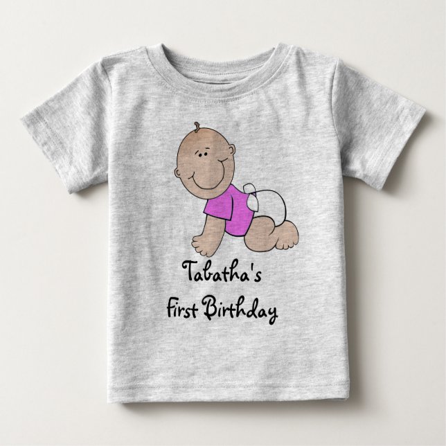 Camiseta De Bebé Primer cumpleaños personal garabatear a la bebé Te (Anverso)