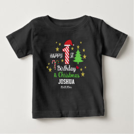 Camiseta De Bebé Primer cumpleaños personalizado y primer negro de 