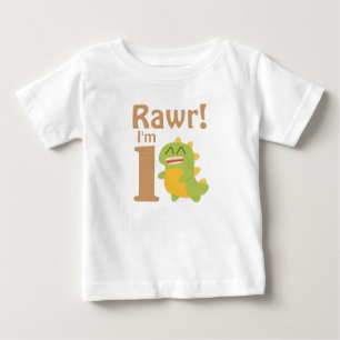 Camiseta De Bebé Primer Cumpleaños, ¡Rrr! Tengo 1, Dino Adorable