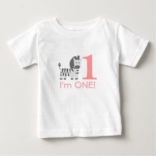 Camiseta De Bebé Primer cumpleaños, soy una, Cebra Cute
