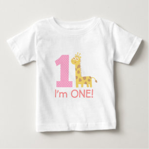 Camiseta De Bebé Primer cumpleaños, soy uno, Cute Giraffe