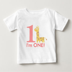 Camiseta De Bebé Primer cumpleaños, soy uno, Cute Giraffe