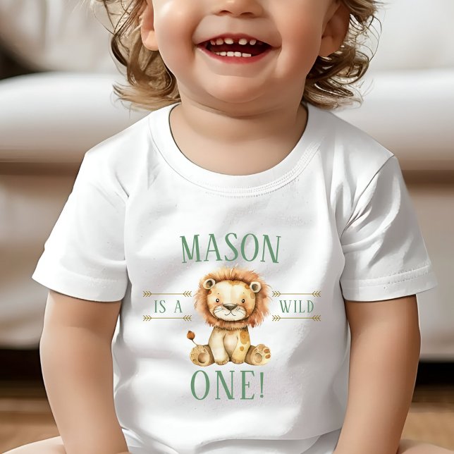 Camiseta De Bebé Primer cumpleaños Wild One Lion Shirt (Wild One First Birthday Lion T-shirt)