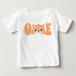 Camiseta De Bebé Primer cumpleaños Woodland Fox Boho Rainbow