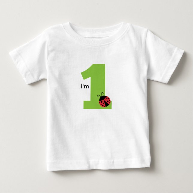 Camiseta De Bebé Primer cumpleaños, yo soy uno, mariquita linda. (Anverso)