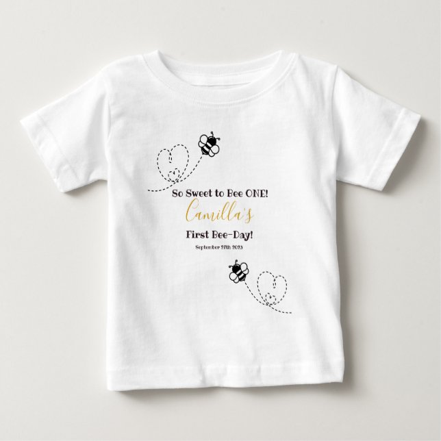 Camiseta De Bebé Primer Día de Abeja de Cumpleaños de Bumble (Anverso)