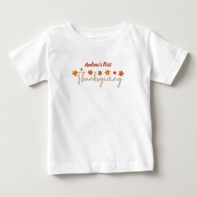 Camiseta De Bebé Primer día de gracias del bebé personalizado (Anverso)