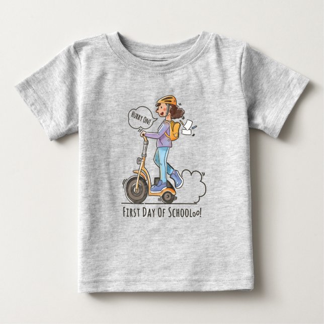 Camiseta De Bebé Primer día de la escuela | (Anverso)