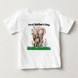 Camiseta De Bebé Primer Día de la Madre lindo elefante
