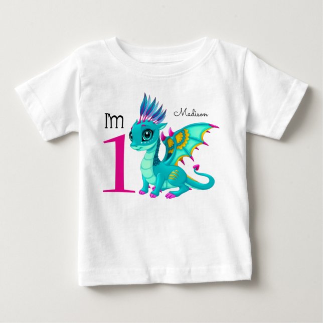 Camiseta De Bebé Primer Día del Dragón Cute (Anverso)