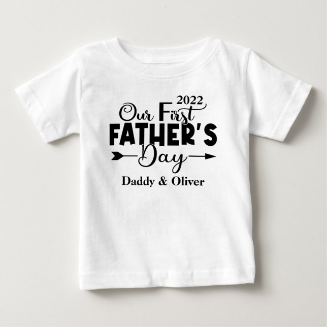 Camiseta De Bebé Primer Día del Padre Blanco (Anverso)