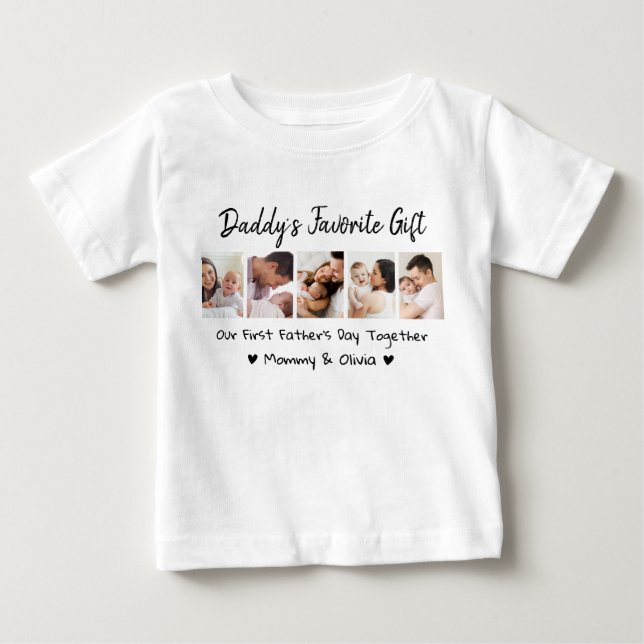Camiseta De Bebé Primer Día del Padre Juntos Cinco Collages de foto (Anverso)
