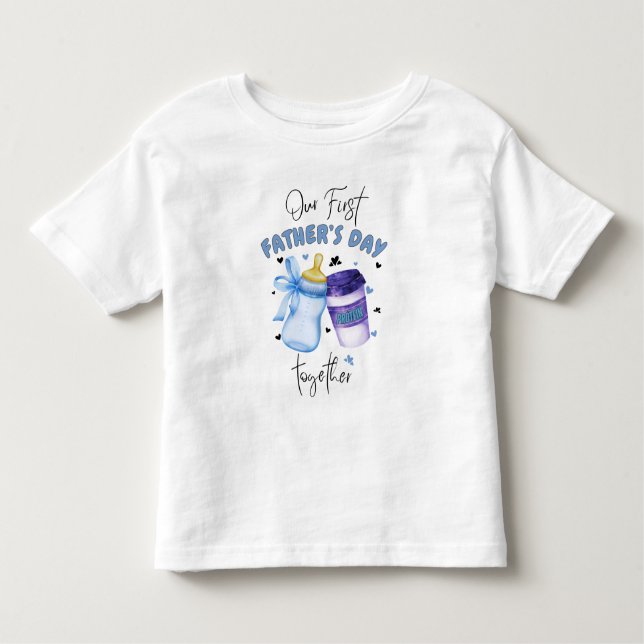 Camiseta De Bebé Primer Día del Padre juntos conjunto a juego / Azu (Anverso)