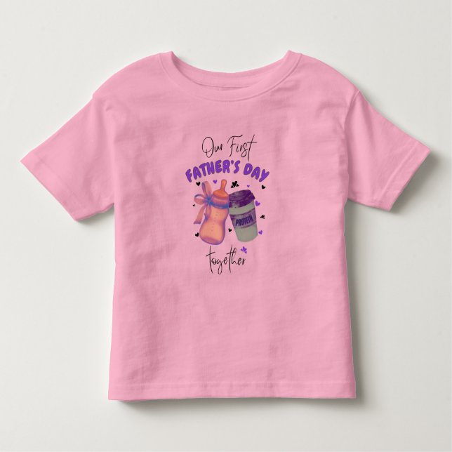 Camiseta De Bebé Primer Día del Padre Juntos Conjunto a juego/Purpu (Anverso)
