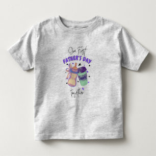 Camiseta De Bebé Primer Día del Padre Juntos Conjunto a juego/Púrpu