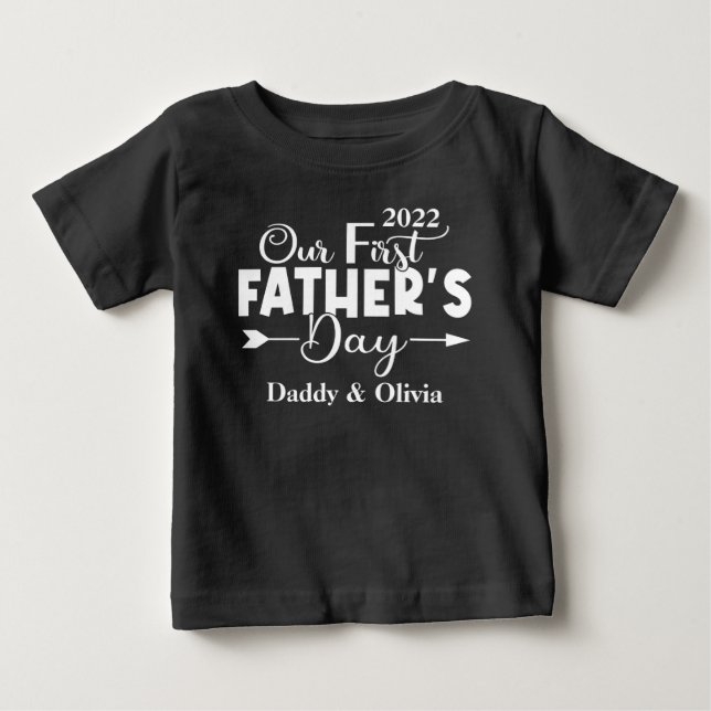 Camiseta De Bebé Primer Día del Padre Negro (Anverso)