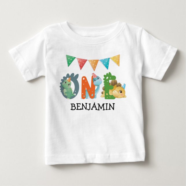 Camiseta De Bebé Primer dinosaurio de cumpleaños (Anverso)