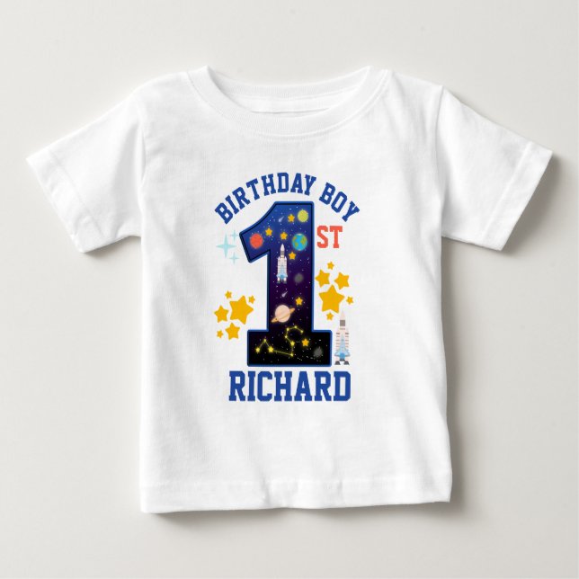 Camiseta De Bebé Primer diseño de espacio de cumpleaños (Anverso)