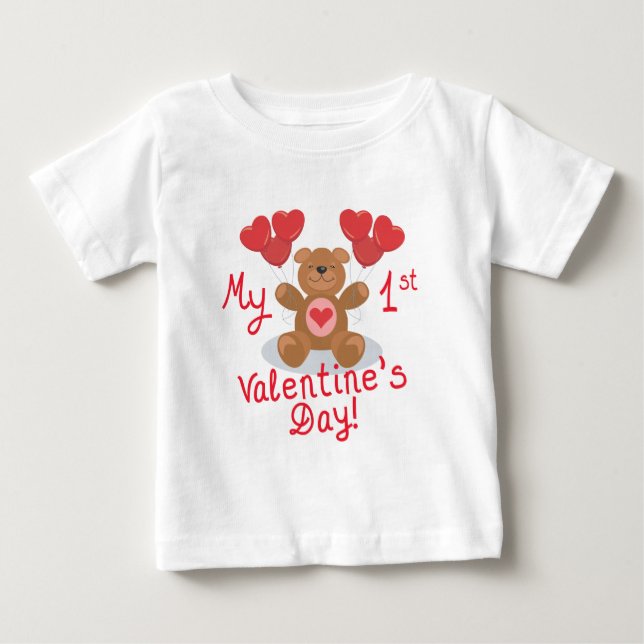 Camiseta De Bebé Primer El día de San Valentín del bebé (Anverso)