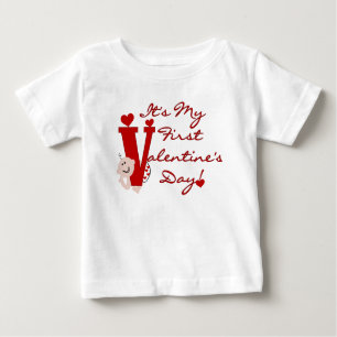 Camiseta De Bebé Primer El día de San Valentín del bebé