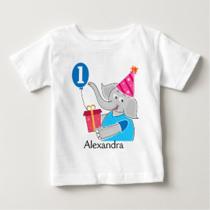 Camiseta De Bebé Primer elefante de cumpleaños con globo