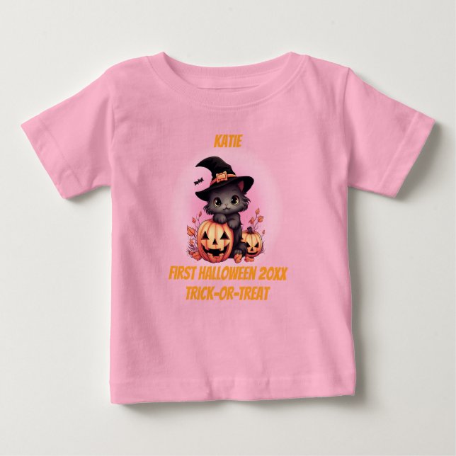 Camiseta De Bebé Primer Kitten de Halloween (Anverso)