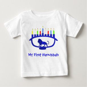 Camiseta De Bebé Primer León Hanukkah Menorah