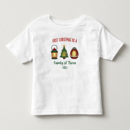 Camiseta De Bebé Primer Navidad como Familia de Tres 2025 Adorno