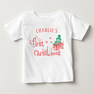 Camiseta De Bebé Primer Navidad de Bebé - Adorable Muñeco de Nieve