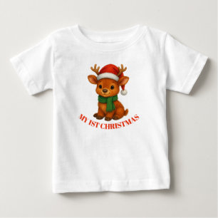 Camiseta De Bebé Primer Navidad de Reno Bebé