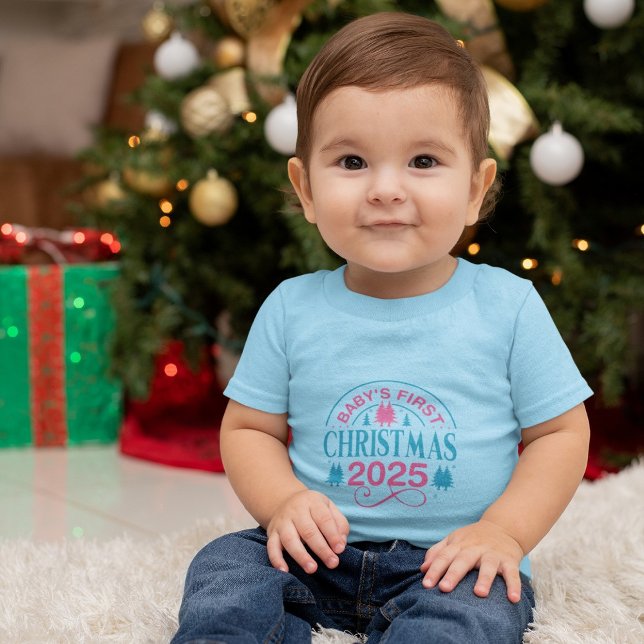 Camiseta De Bebé Primer Navidad del bebé niño Azul (Subido por el creador)