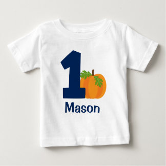 Camiseta De Bebé Primer niño cumpleaños calabaza otoñal personaliza